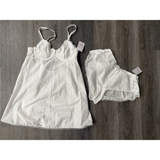 Women's Woven Cotton Lingerie Babydoll Dress Bloomers-Auden White XS