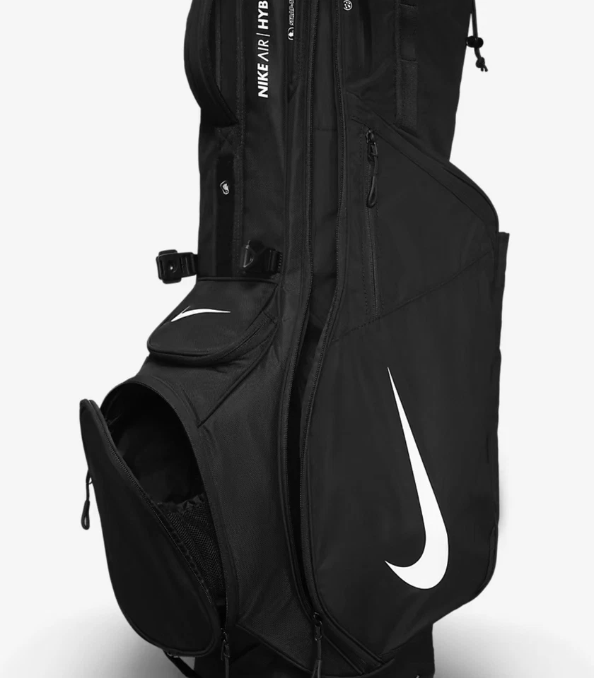 Bolsa de transporte con soporte de golf Nike Air Hybrid negra blanca arnés de hombro doble. Foto 4 de 4