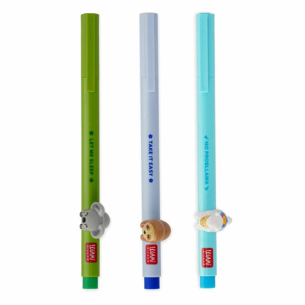 Legami Gel Pen Lovely Friends Set 3Tlg Mit Tierdeko Gelstift Faultier Lama Koala-image
