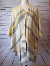 Shyanne Country Wear Striped Cape Shawl Knit Belted Boho Chic Belted Poncho OSFA