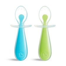 Munchkin  Gentle Scoop  Silicone Training Spoons, Blue/Green, 2 Pack, Unisex