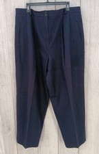 Maggie McNaughton 100 Virgin Wool Pants Women 22W Navy Vintage 80s Pleated
