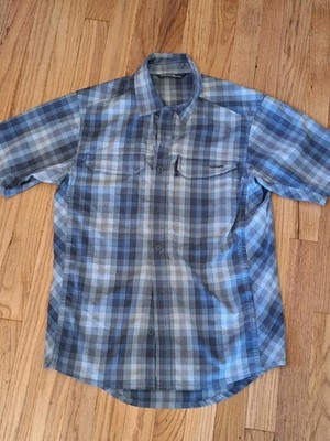 Sitka Gear Men's S Globetrotter Shirt Short Sleeve Button Up Green Blue Plaid 