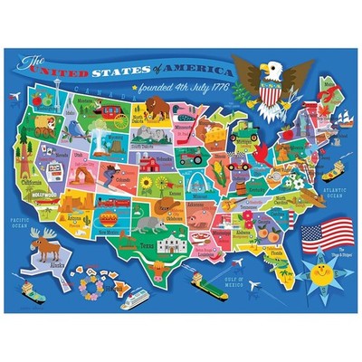 USA Map Puzzle for Kids Educational 100 Large Pieces 24x18 Inch Geography Toy