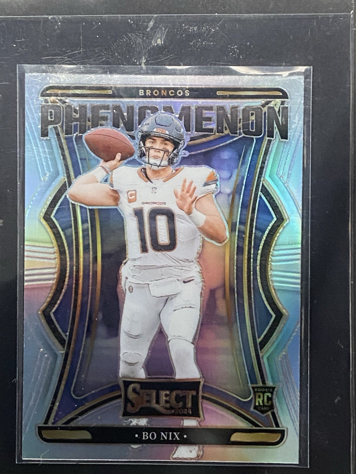 2024 Panini Select Bo Nix Silver Phenomenon Rookie Card Denver Broncos