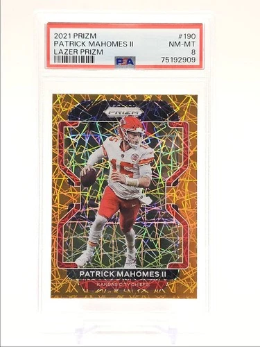 PATRICK MAHOMES II 2021 PANINI PRIZM FOOTBALL LAZER PRIZM PSA 8 Q1778