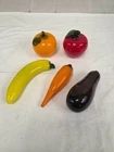 Lot of 5 VTG Art Glass Hand Blown Fruit & Vegetable Murano Mid Century