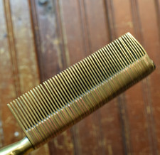 EQUESTRIAN MANE TAIL COMB BRASS COPPER WOODEN HANDLE 9" LONG 1940s VINTAGE HORSE