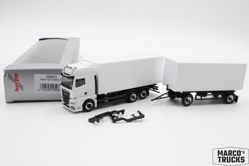 Herpa MAN TGX GX swap body trailer truck white/black 956943 1:87 /HS943