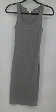 Forever 21 Women's Gray Ribbed Tank Midi Dress Casual Sleeveless Size S.