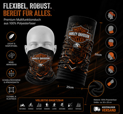   Harley-Davidson Multifunktionstuch Motorrad Maske Halstuch Schlauchschal  