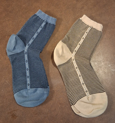 Talbot's Socks 2 Pair Brown Stripe and Blue Stripe NWOT