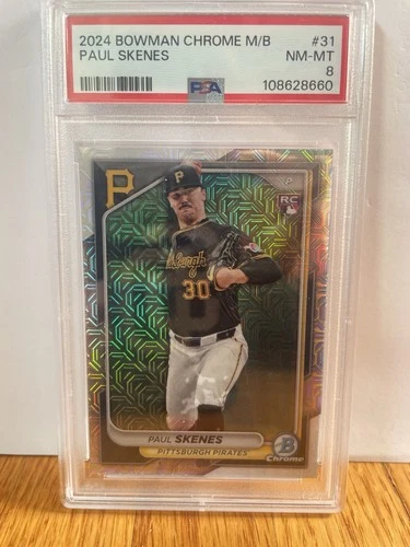 2024 BOWMAN CHROME MEGA BOX #31 PAUL SKENES ROOKIE RC PSA 8