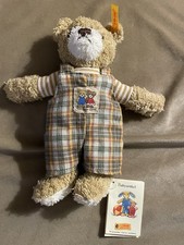 Steiff Babyartikel Teddy Bear 1997 Plaid Overalls Steiff Tag Plush New with tags