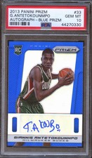Giannis Antetokounmpo 2013-14 Prizm Auto Autograph Blue RC Bucks 13/99 PSA 10