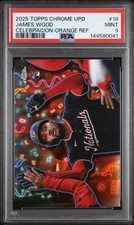 2025 TOPPS CHROME UPDATE CELEBRACION ORANGE REFRACTOR #18 JAMES WOOD 20/25 PSA 9