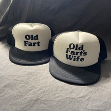 Vintage "Old Fart    Old Fart  s Wife Trucker Hat - Snapback Cap - Set of 2