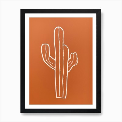 Cactus Line Drawing Opuntia Fragili Framed Wall Art Poster Canvas Print Picture