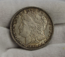 1891 US Morgan Silver Dollar $1 AU Nice Toning