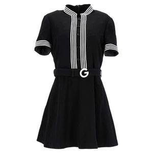 Gucci Mini Robe Exposée Avec Ceinture En Laine Noire Femme Noir 44