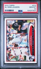 2012 TOPPS #212 AL WINS LEADERS PSA 10