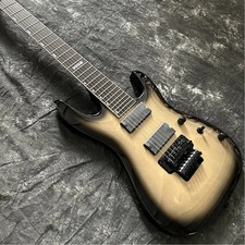 7 String Black Burst Electric Guitar Solid Body Rosewood Fretboard FR Bridge