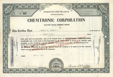 Chemtronic Corporation - Stock Certificate - General Stocks