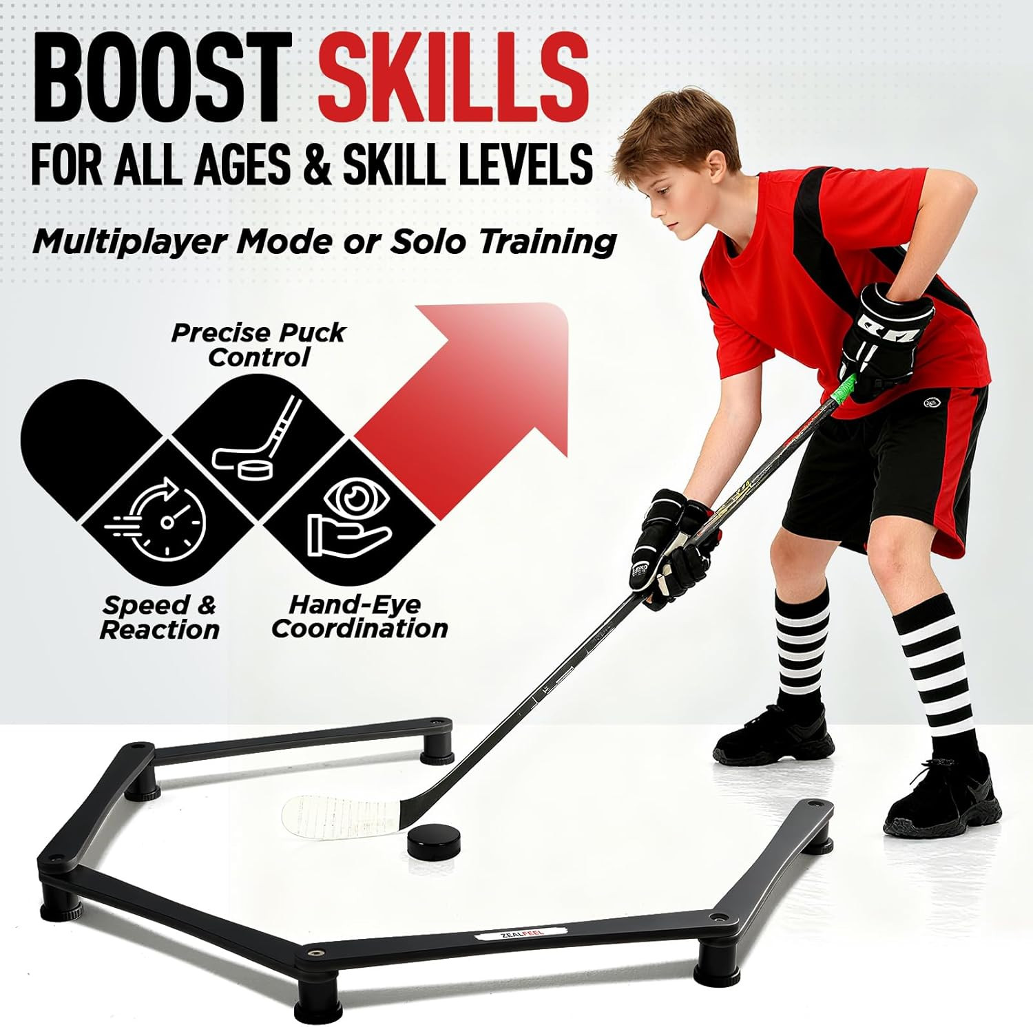 Adjustable Stickhandling Trainer for Hockey: Puck Control & Coordination Aid