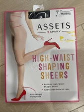 NEW Assets Spanx High-Waist Shaping Sheers Size 2 Black Full-Length Pantyhose