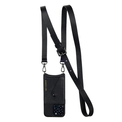 ★Bandolier★HAILEY - Crossbody iPhone Case★Black/Silver Hailey Folio Pebble Leather Crossbody Bandolier - Black/Silver