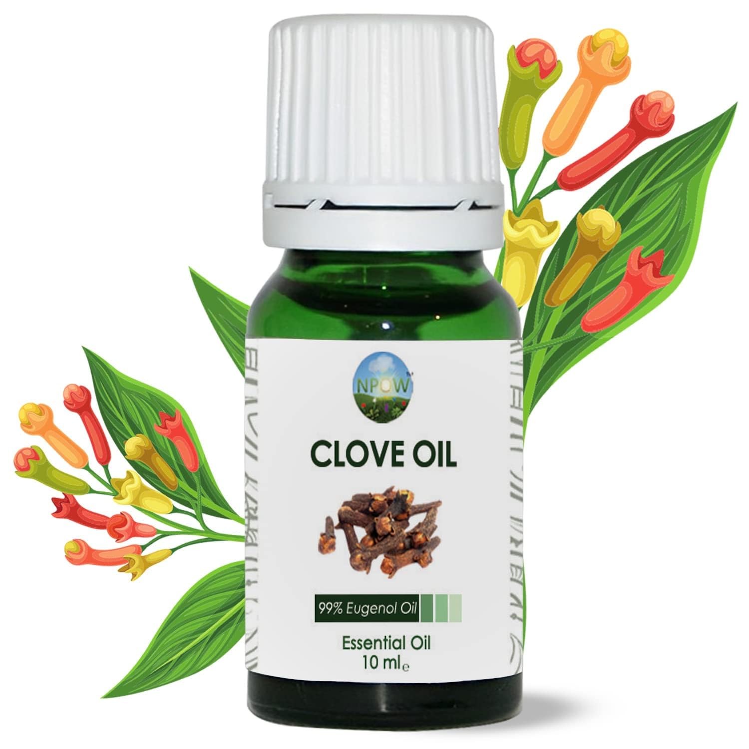 NPOW Clove Oil for Toothache Pain Relief Adult – 10 ml (Pack of 1), White