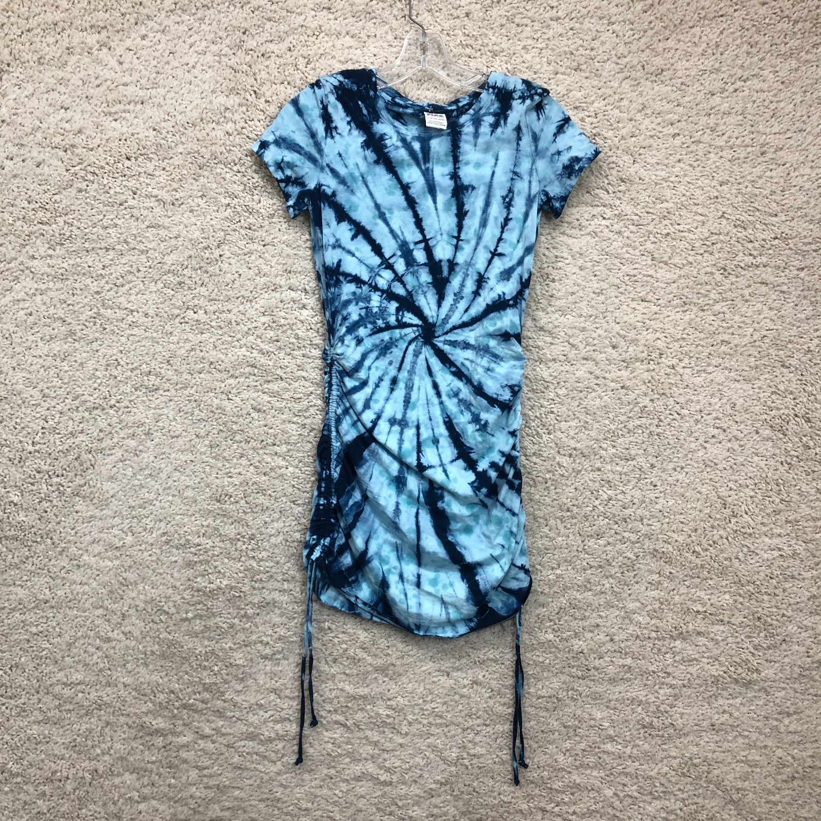 PINK Victorias Secret Dress Extra Small Womens Blue Tie Dye Mini Bodycon Ruched
