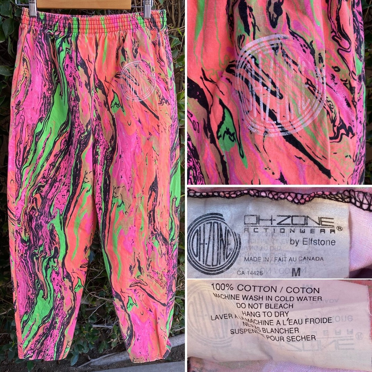 Vintage Oh Zone Actionwear Neon Muscle Pants Surf Beach Hammer