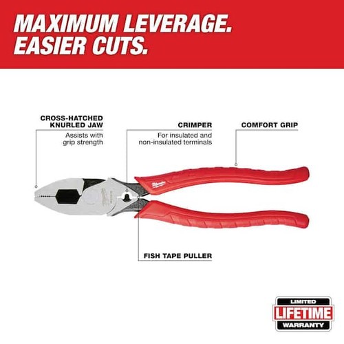 Milwaukee 48-22-6100 9" Comfort Grip High Leverage Lineman's Pliers with Crimper - Afbeelding 2 van 6