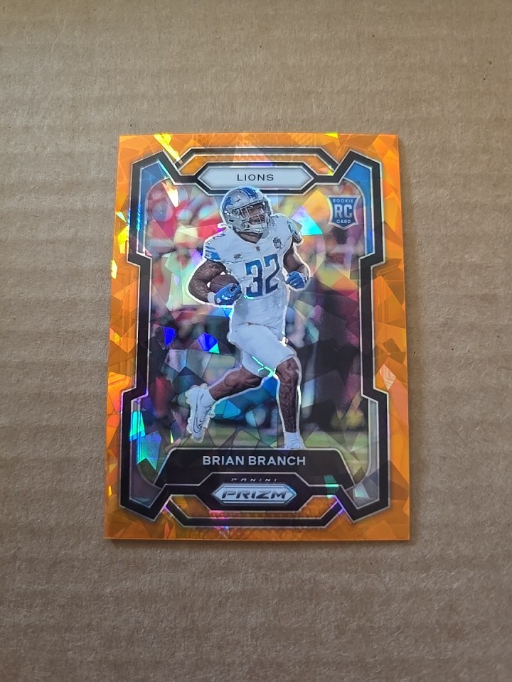 2023 Panini Prizm #328 Brian Branch Holo/Orange ice Rookie Detroit Lions