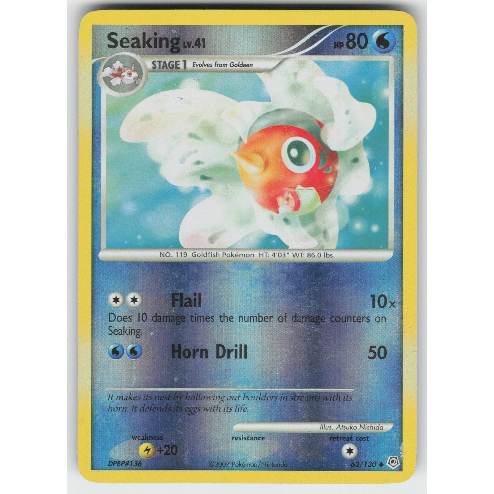 Seaking Reverse Holo Diamond and Pearl 62/130 U HP Pokemon