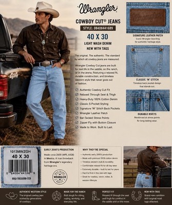 Wrangler 13MWZ Cowboy Cut Jeans 40x30 NWT Y2K Rodeo Western Americana USA