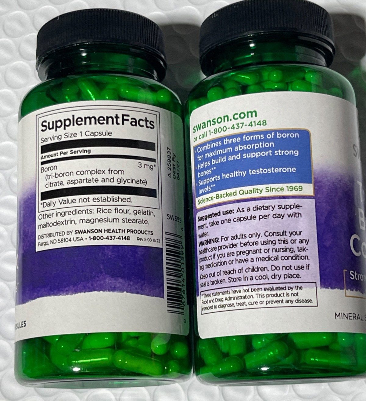 2 Pack, Triple BORON Complex, 500 Caps, 3mg for Bone, Brain, Testosterone Health