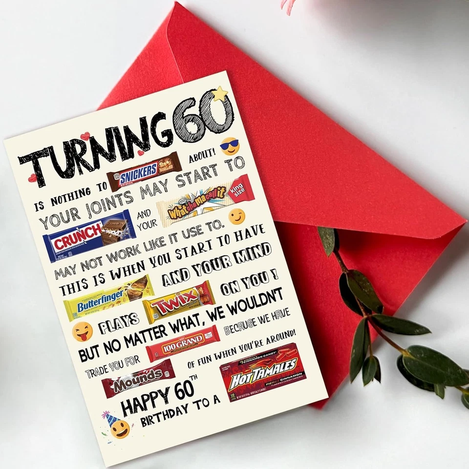 Linda y divertida tarjeta de cumpleaños 60 - espacio de personalización interior para seres queridos Foto 4 de 4