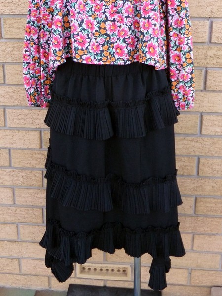 ZACRO elastic waist asymmetric ruffled lined black maxi skirt UK10 (10-12) EUC