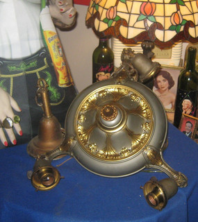Antique Hanging Electric Brass Light Fixture