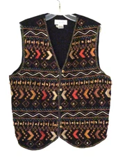 Rafaella Silk 3D Beaded Vest Women's Medium NEW with Tags Tribal Beach Vintage