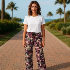 Camuflaje Camuflaje Cintura Elastizada Botón Lateral Jogger Bailer Pantalones Pequeños
