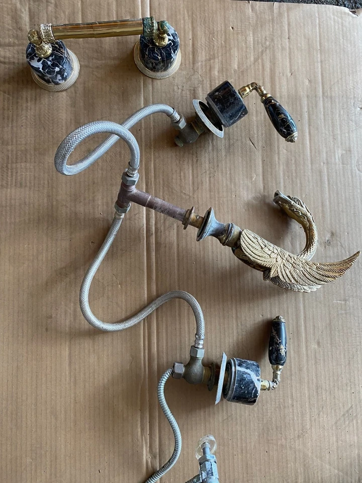 Sheryl Wagner Faucet and Toilet paper holder- gold and marble + Sink - Image 2 of 4