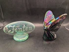 🔥 VINTAGE FENTON ART GLASS PAINTED BUTTERFLY CARNIVAL GLASS OPALESCENT SIGNED
