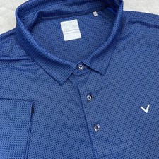 Callaway Golf Polo Shirt Mens 2XL Blue Geometric Opti-Dri Swing Tech Performance