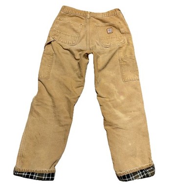 Carhartt B111 BRN Men's Sz 30x30 Flannel Lined Pants Stained Faded