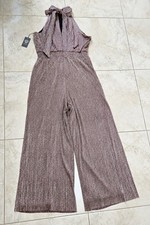 Vince Camuto Women’s Metallic Sleeveless Smocked Waist Jumpsuit XL Burgundy