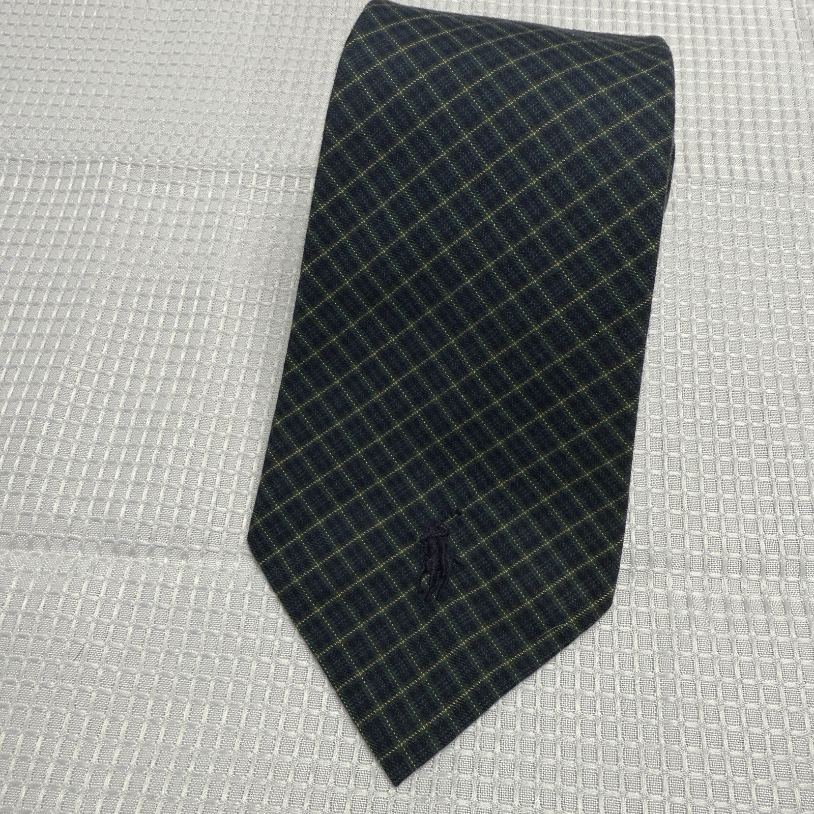 Vintage 90s Polo Ralph Lauren Tartan Plaid Cotton Tie Blue Pony Necktie Preppy