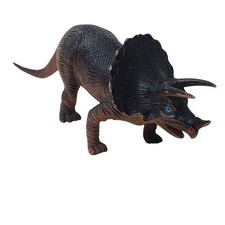 Triceratops Dinosaur Figure 1987 Brown Black Plastic Toy Vintage